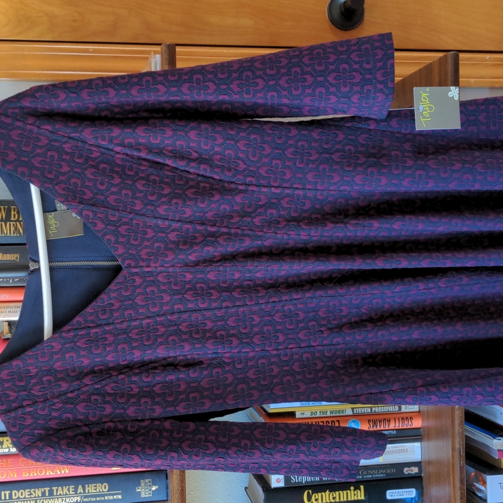 NWT navy and purple knit Taylor dress, 8